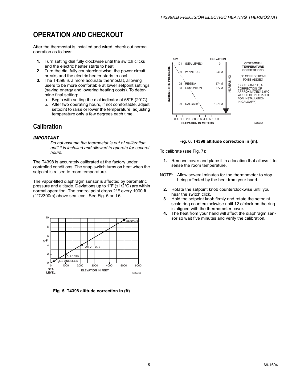Operation and checkout, Calibration | Honeywell T4398B User Manual | Page 5 / 8