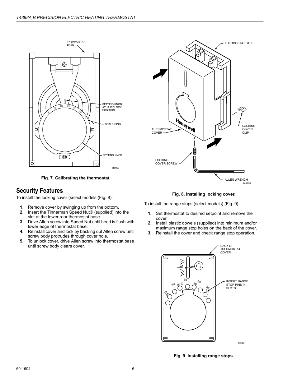 Security features | Honeywell T4398B User Manual | Page 6 / 8