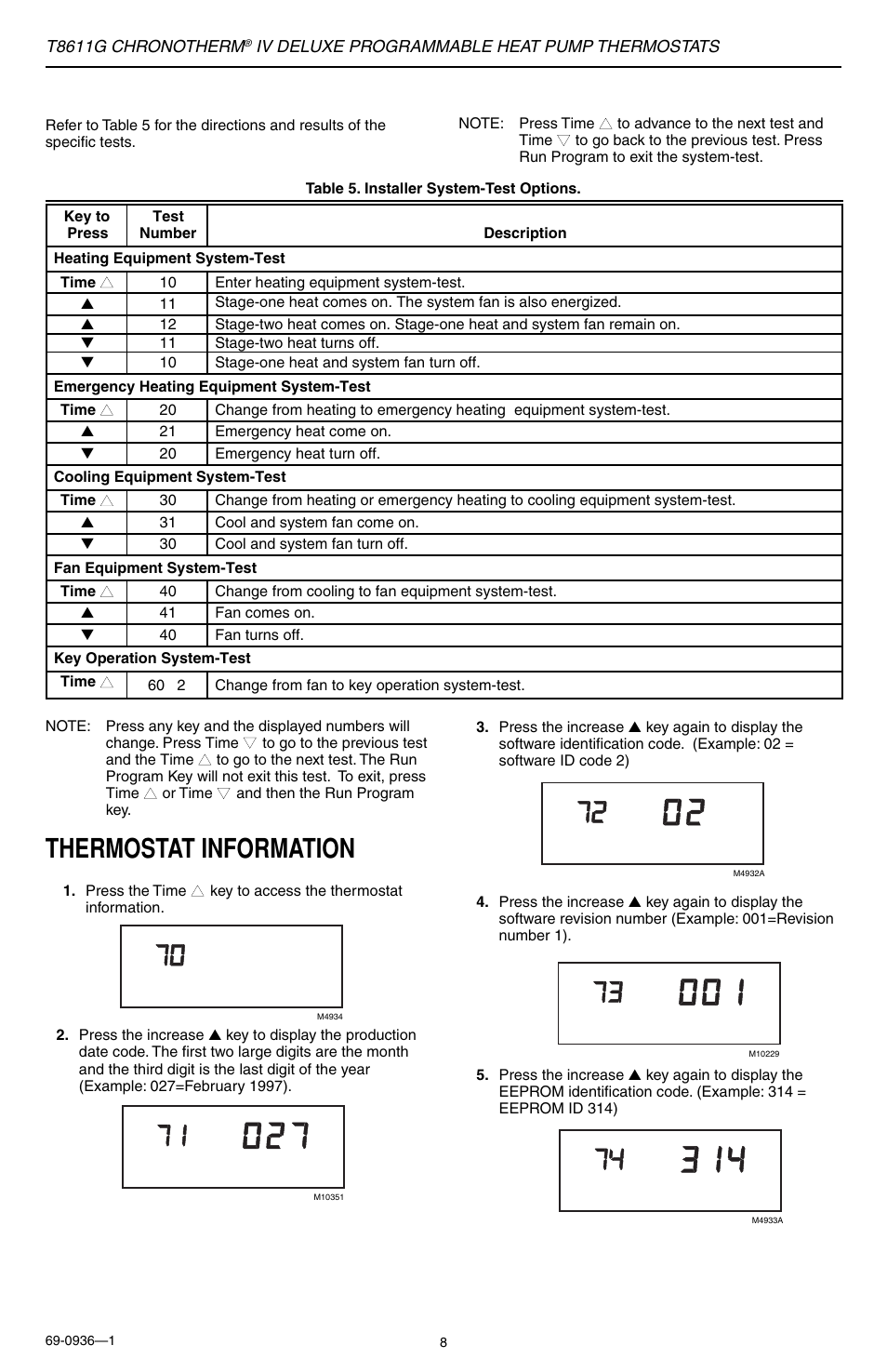 Thermostat information | Honeywell Chronotherm IV T8611G User Manual | Page 8 / 12