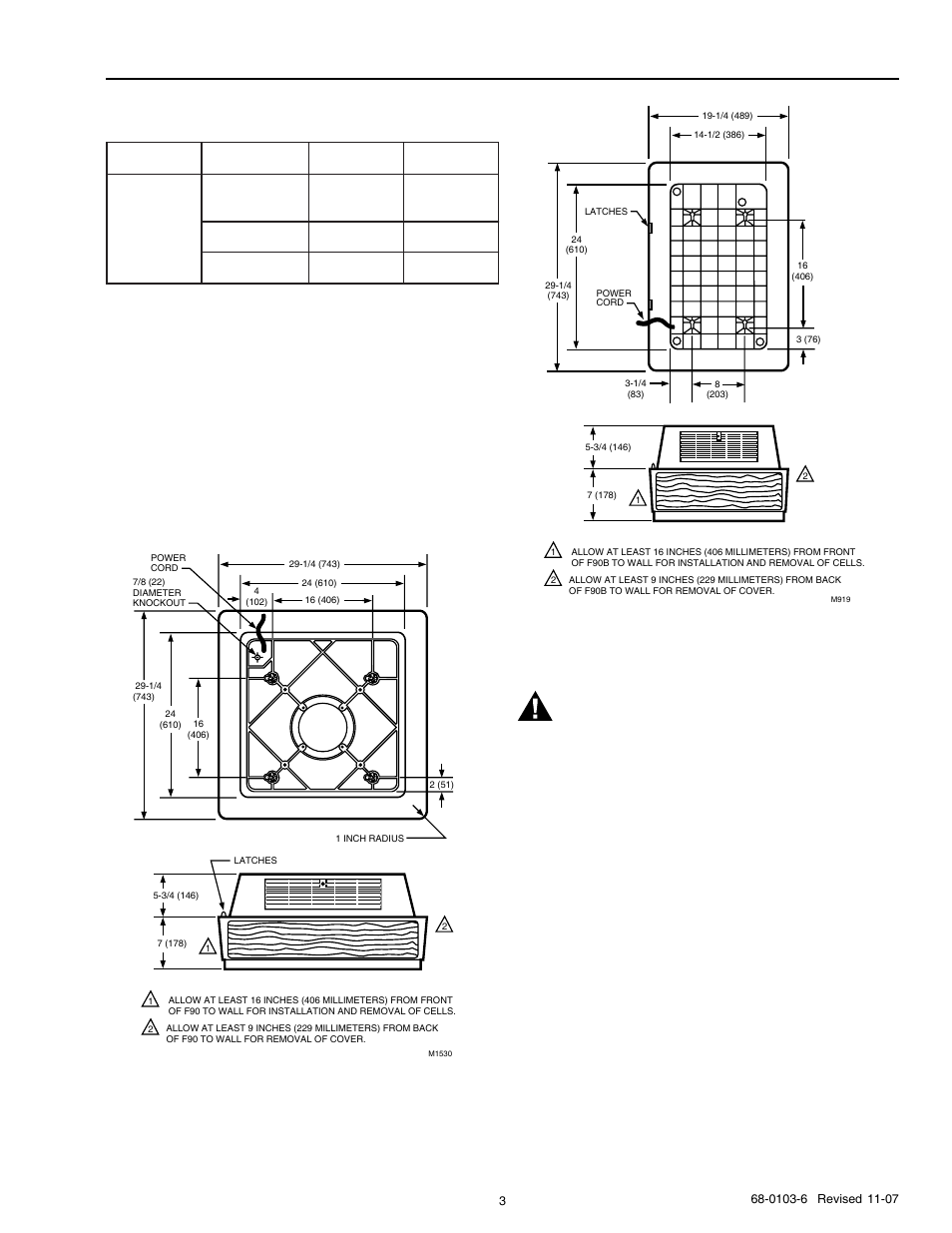 Warning, Planning the installation, Application and operation | Honeywell F90B User Manual | Page 3 / 24
