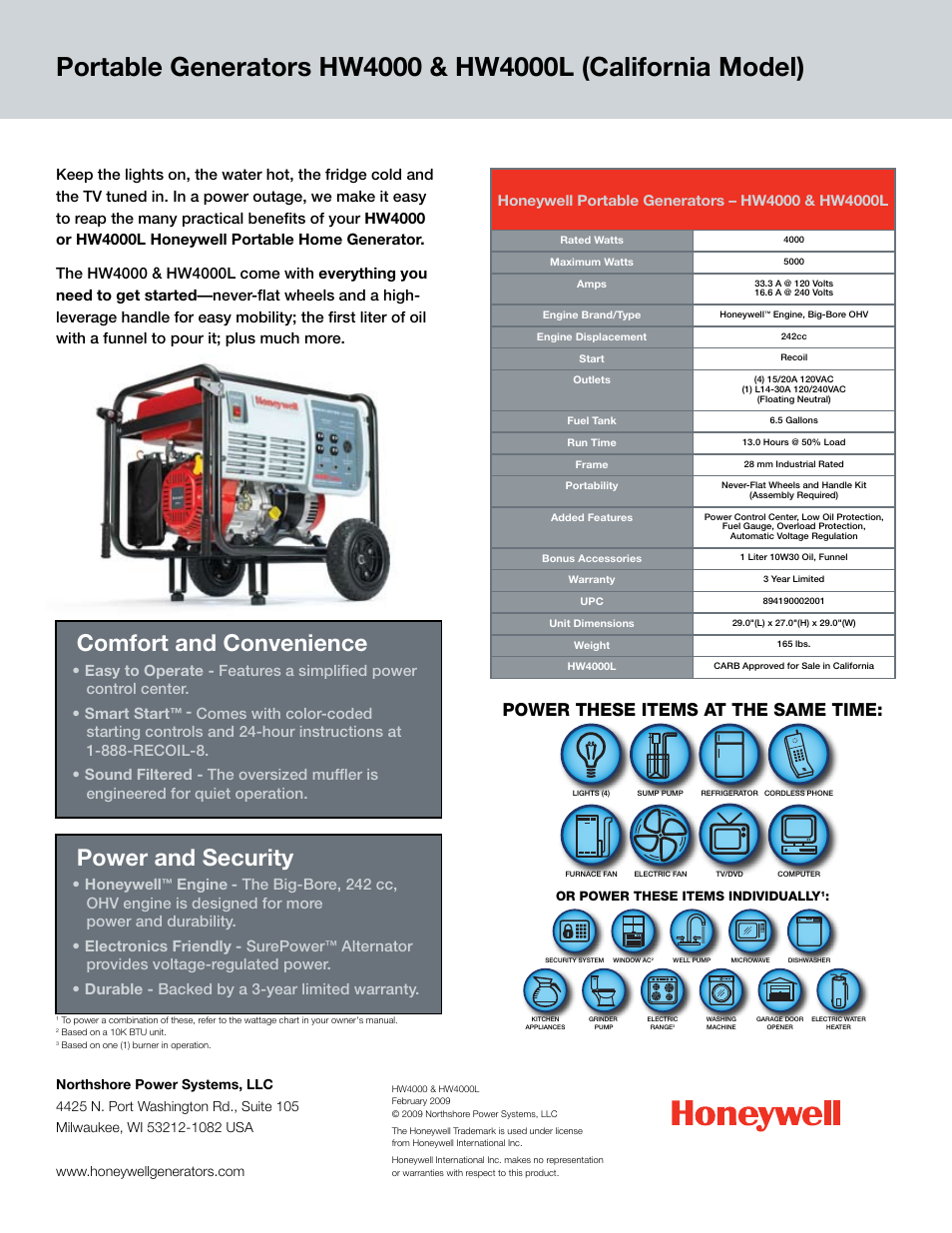 Honeywell HW4000 User Manual | 1 page