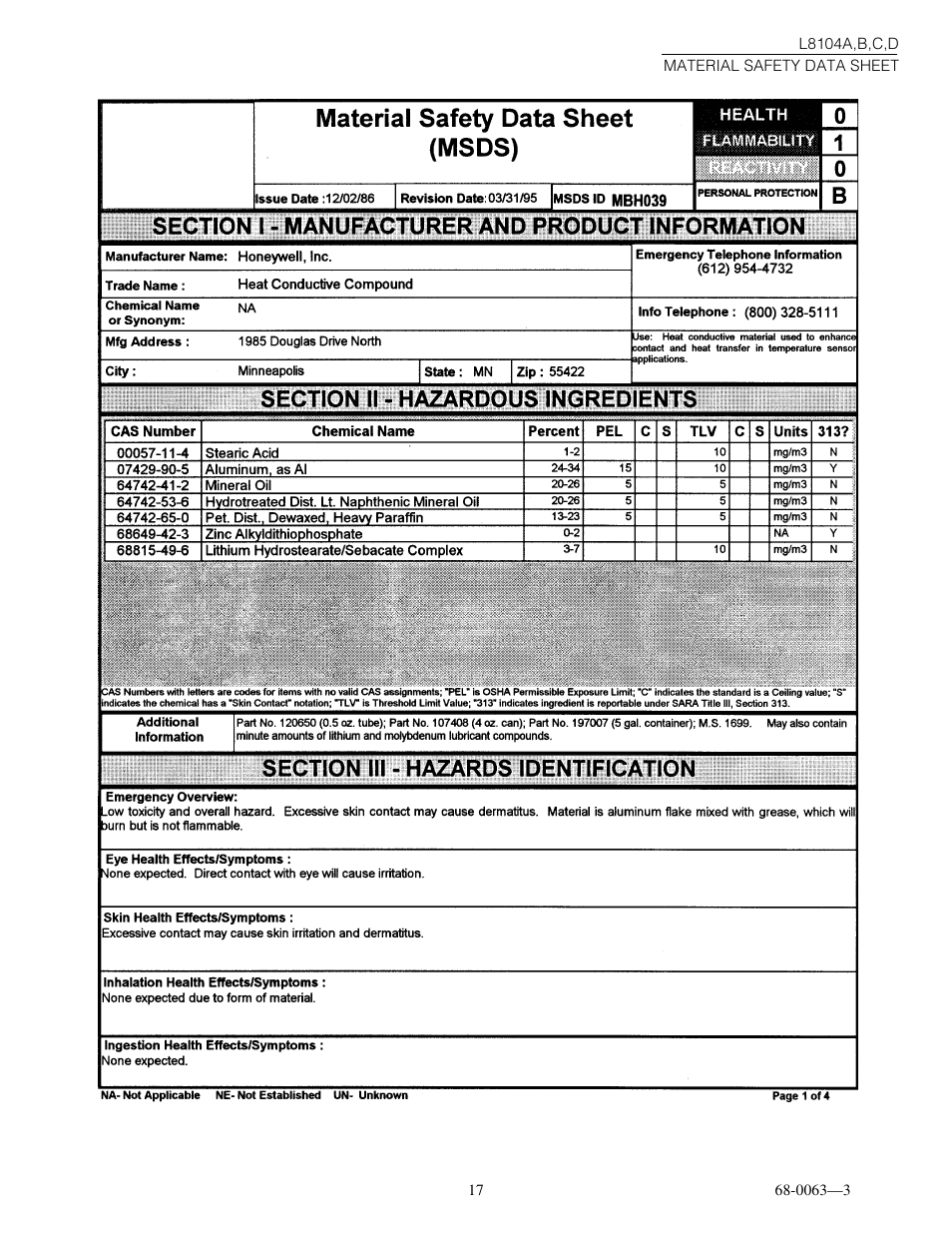 Honeywell L8104B User Manual | Page 17 / 20