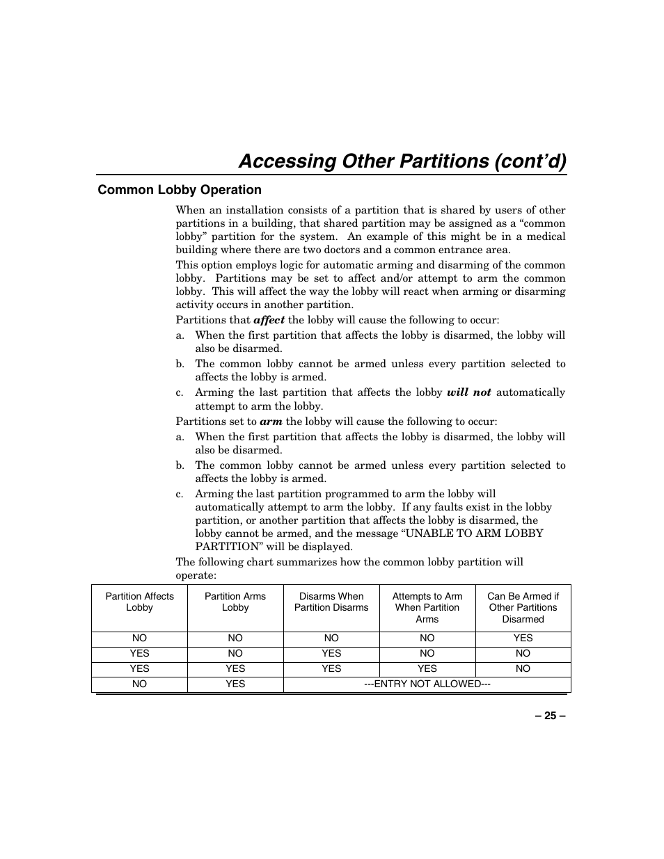 Accessing other partitions (cont’d) | Honeywell VISTA-128BP User Manual | Page 25 / 80