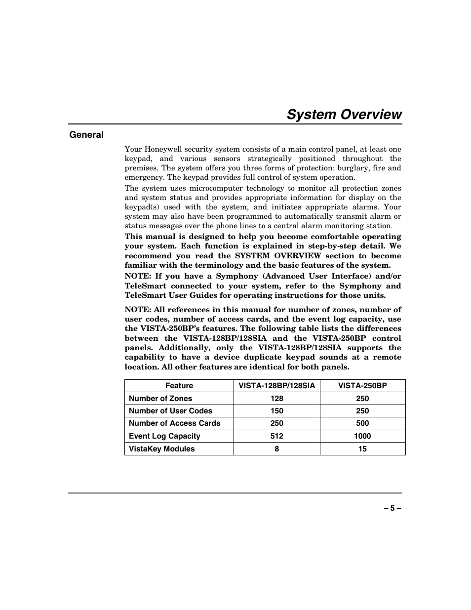 System overview | Honeywell VISTA-128BP User Manual | Page 5 / 80