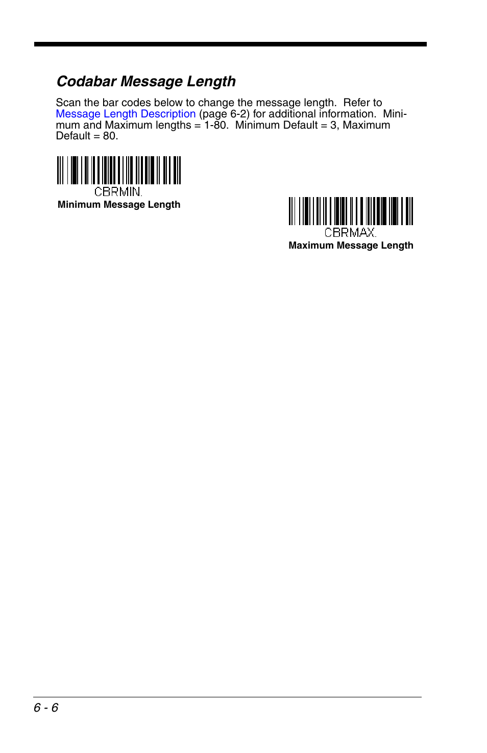 Codabar message length | Honeywell VOYAGER 1200G User Manual | Page 100 / 238