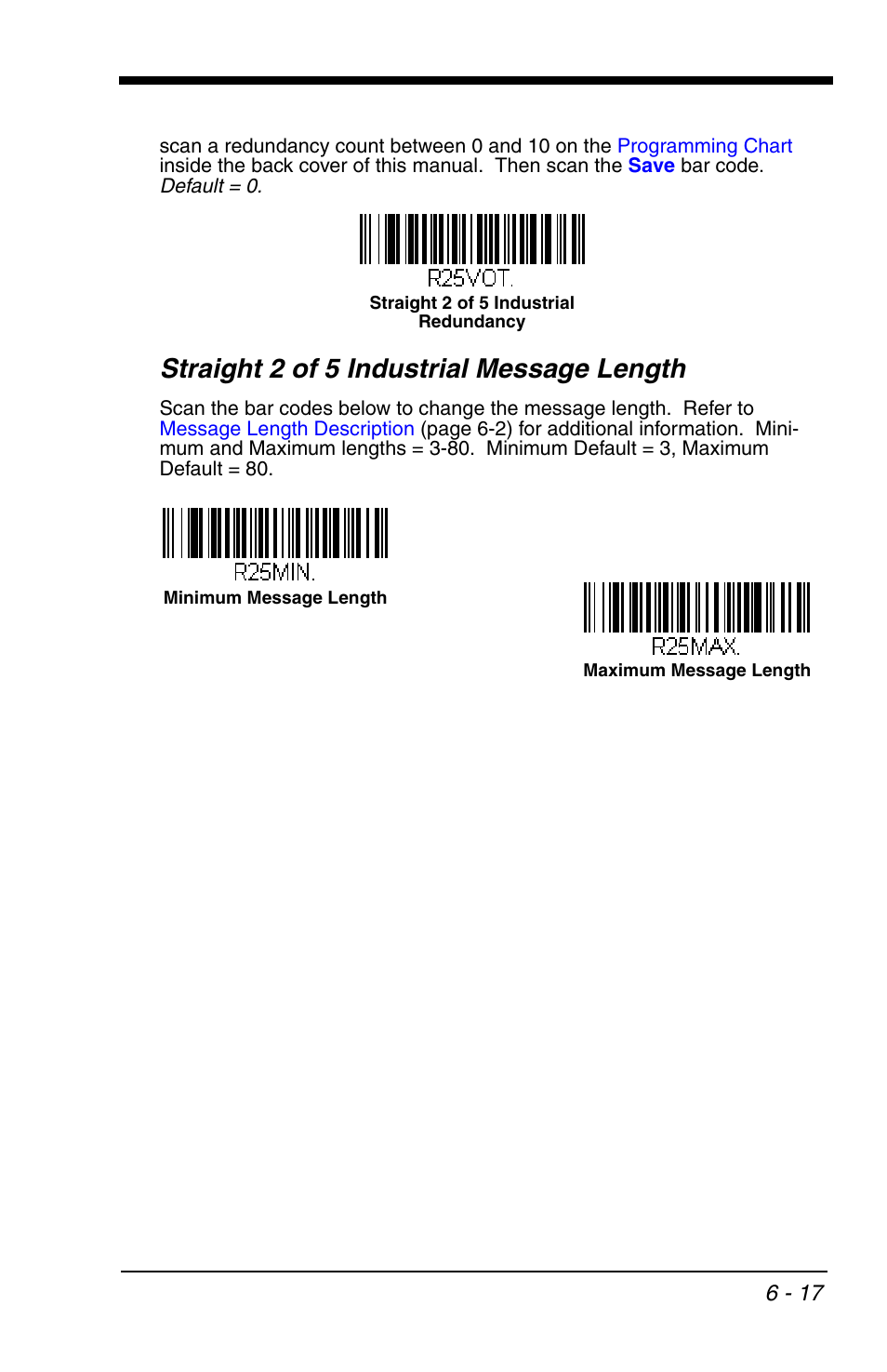 Straight 2 of 5 industrial message length | Honeywell VOYAGER 1200G User Manual | Page 111 / 238