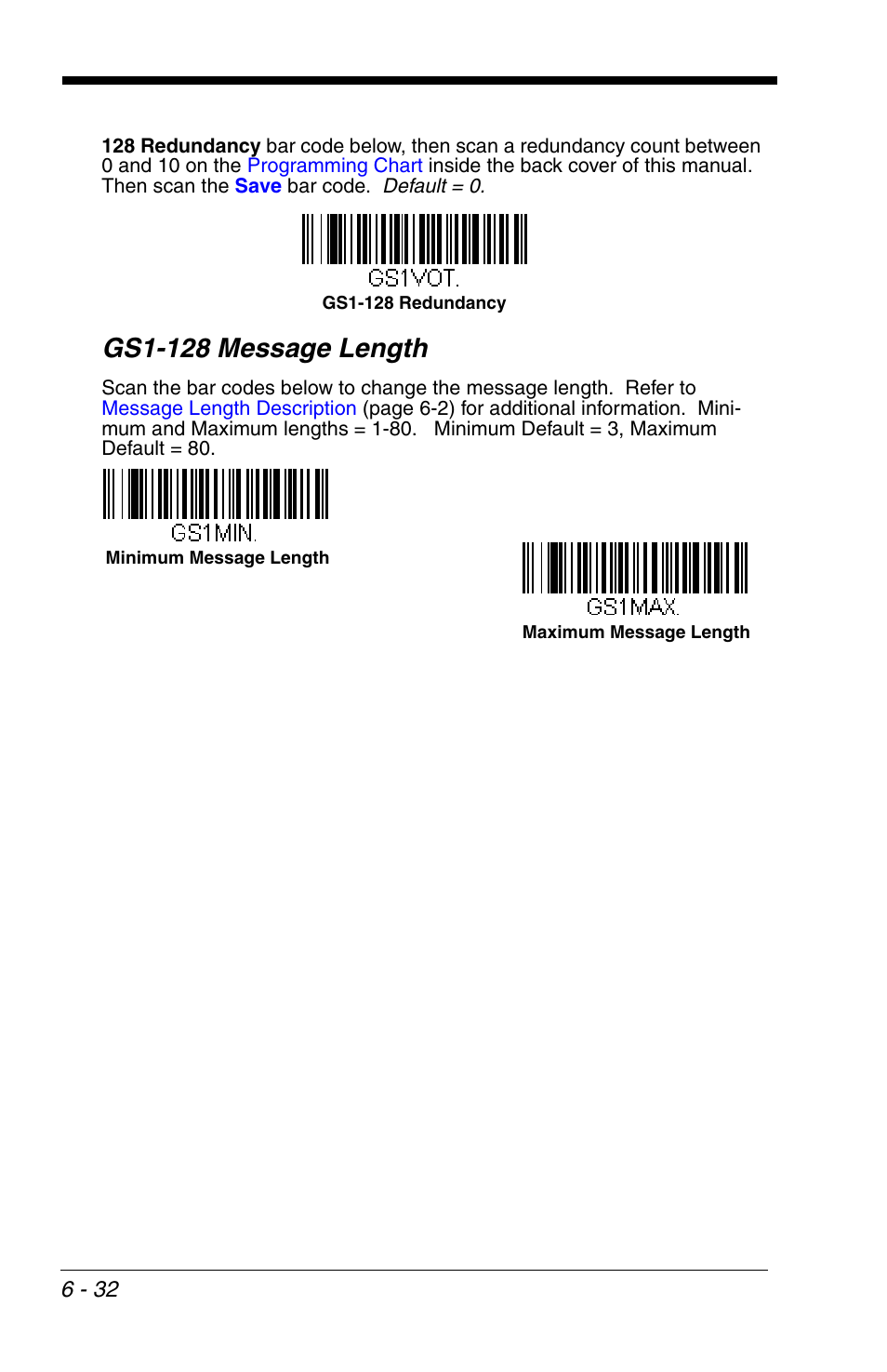 Gs1-128 message length | Honeywell VOYAGER 1200G User Manual | Page 126 / 238