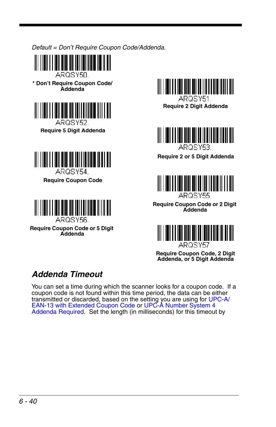 Und within the, Addenda timeout, Addenda | Timeout | Honeywell VOYAGER 1200G User Manual | Page 134 / 238