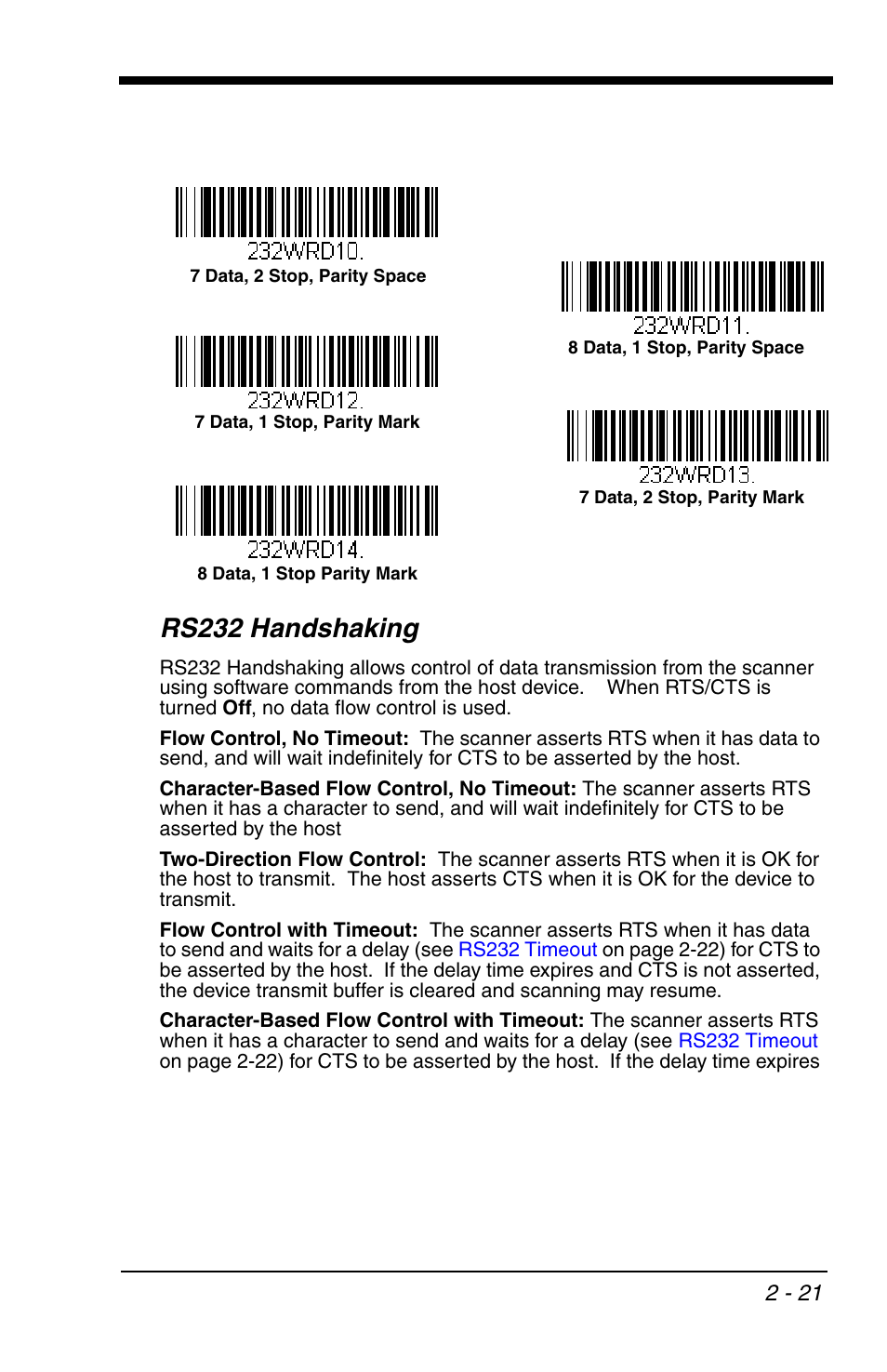 Rs232 handshaking, Rs232 handshaking -21 | Honeywell VOYAGER 1200G User Manual | Page 43 / 238