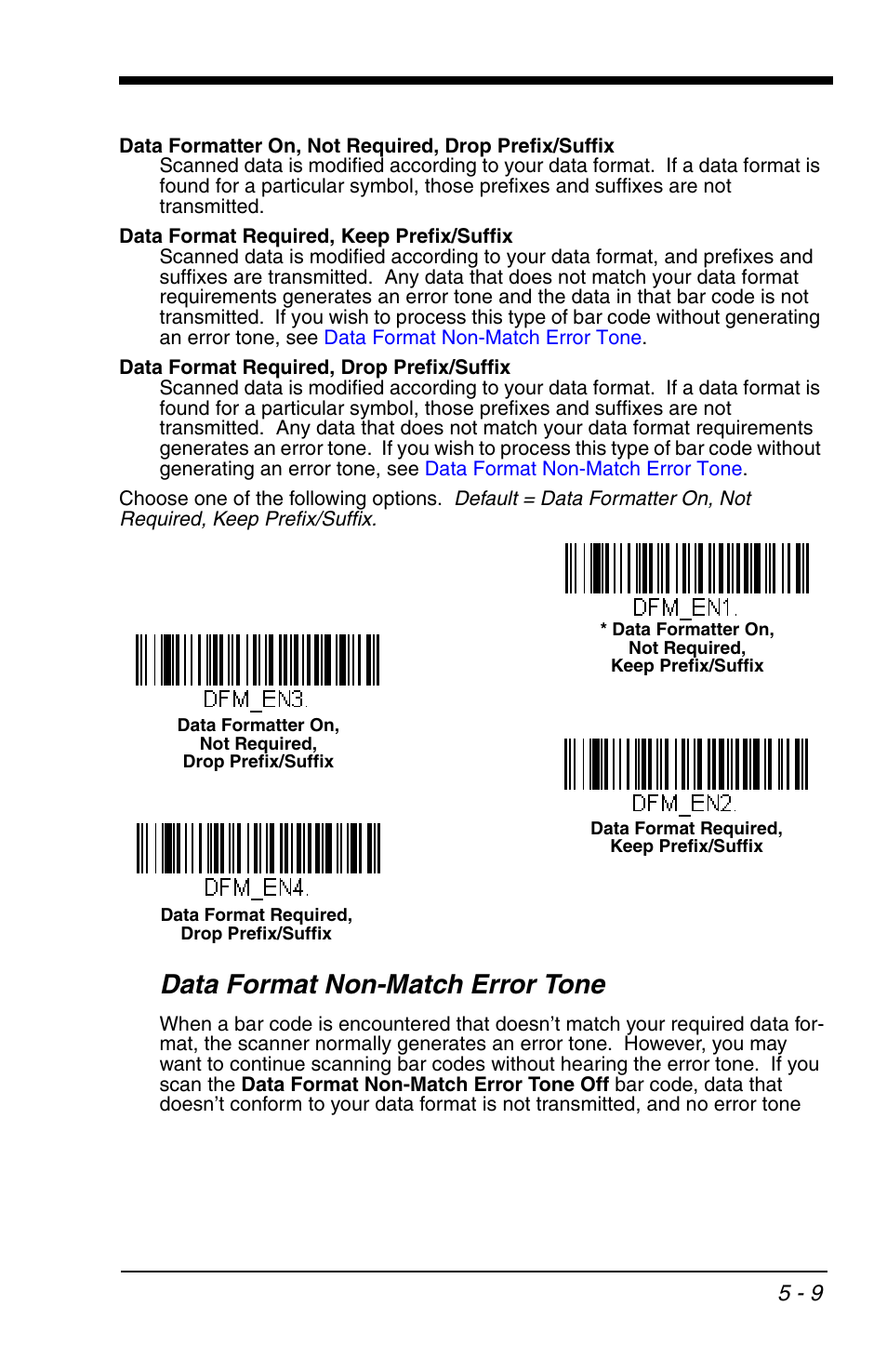 Data format non-match error tone, Data format non-match error tone -9 | Honeywell VOYAGER 1200G User Manual | Page 91 / 238