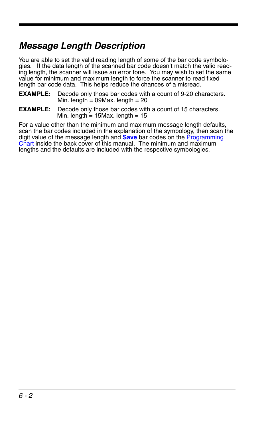 Message length description, Message length description -2 | Honeywell VOYAGER 1200G User Manual | Page 96 / 238