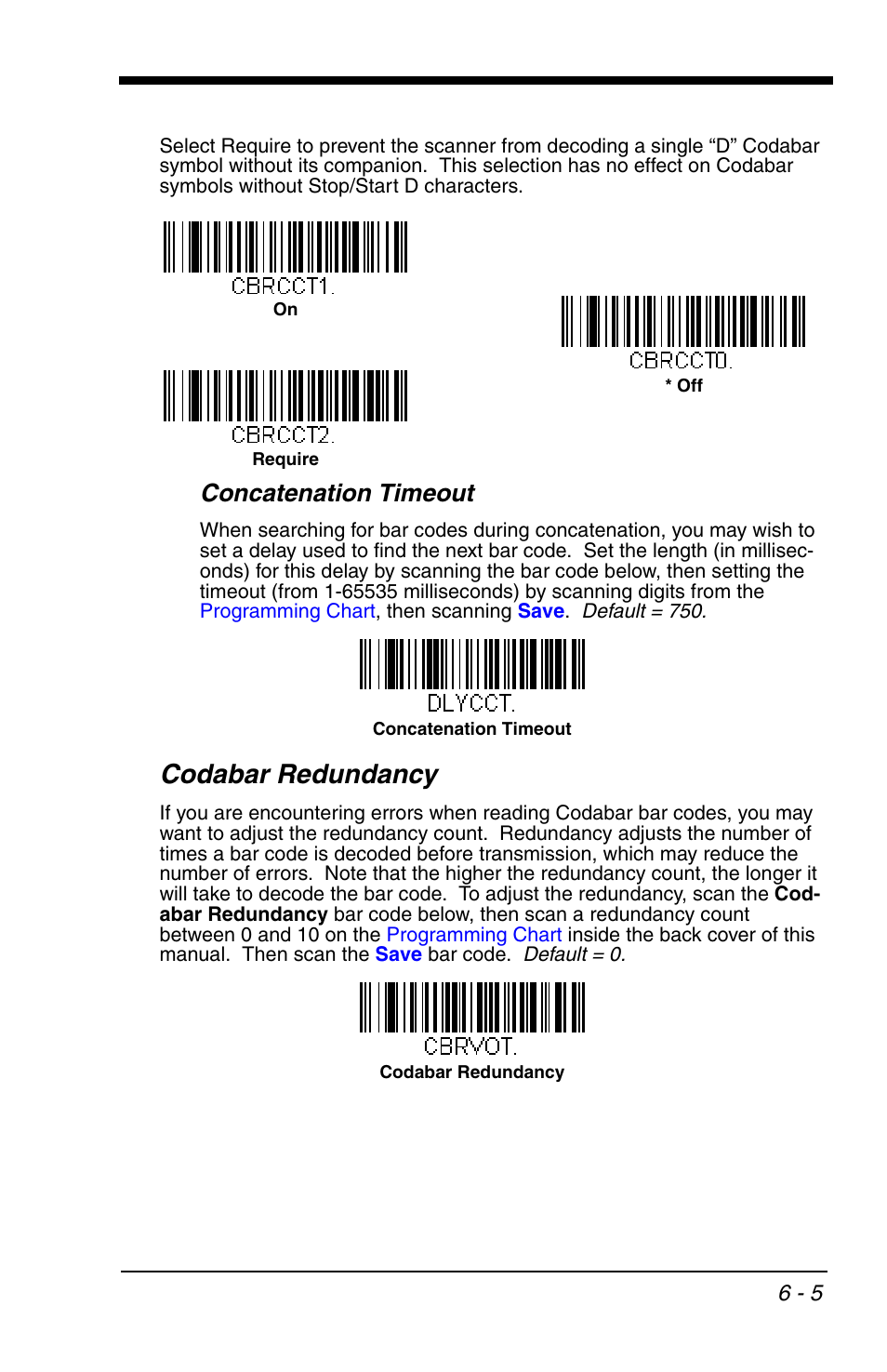 Codabar redundancy, Concatenation timeout | Honeywell VOYAGER 1200G User Manual | Page 99 / 238