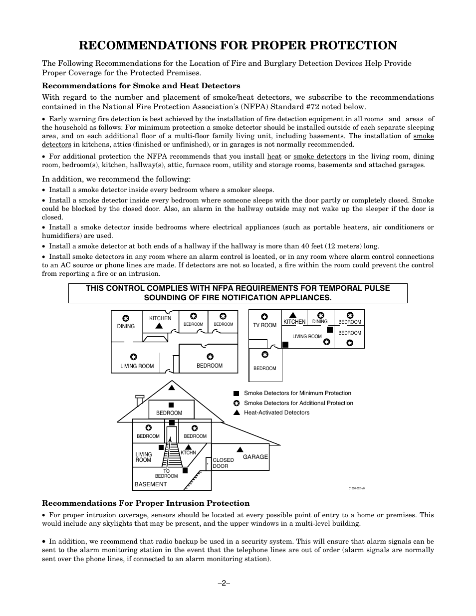 Recommendations for proper protection | Honeywell ADEMCO LYNXR-EN User Manual | Page 2 / 72