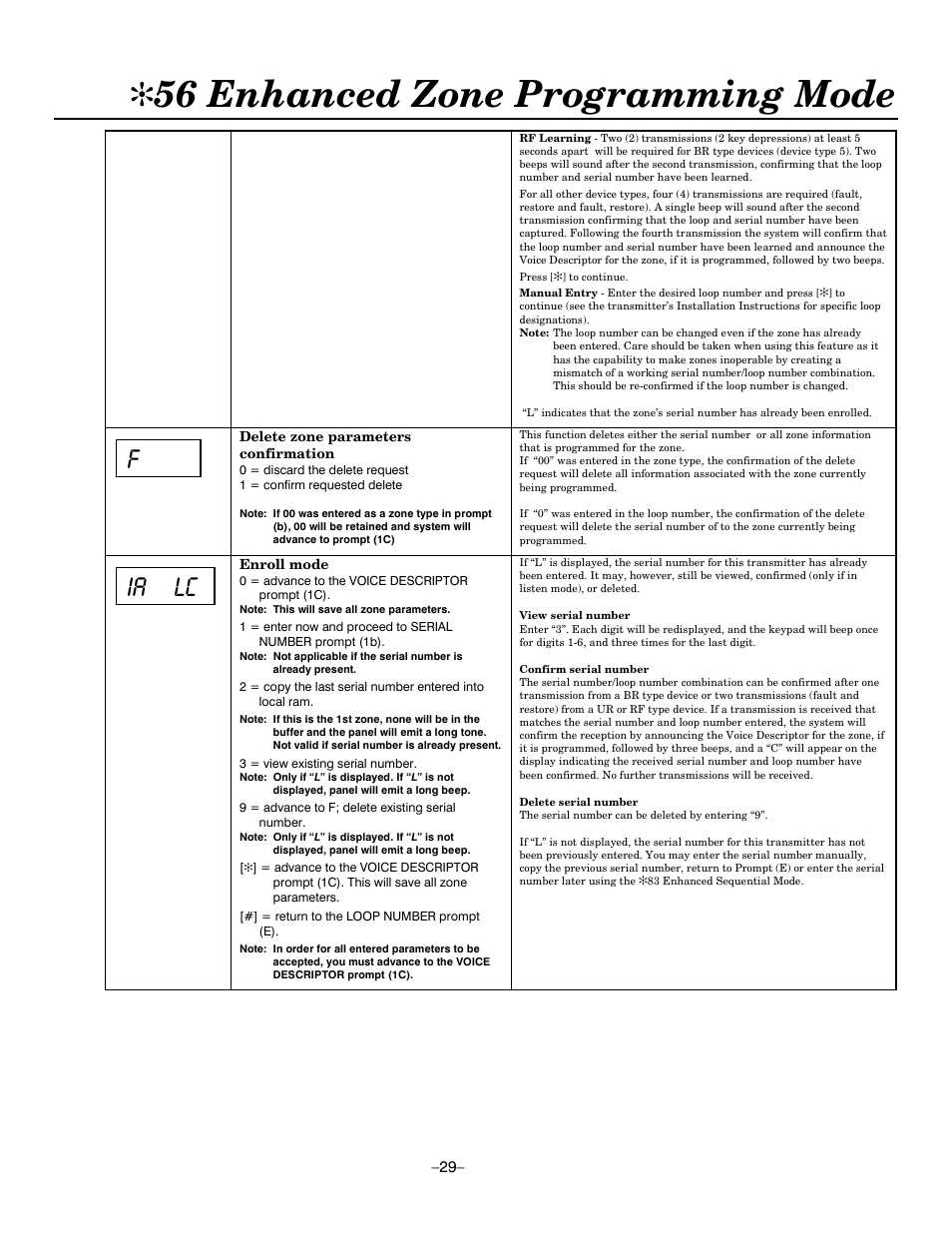 56 enhanced zone programming mode | Honeywell ADEMCO LYNXR-EN User Manual | Page 29 / 72