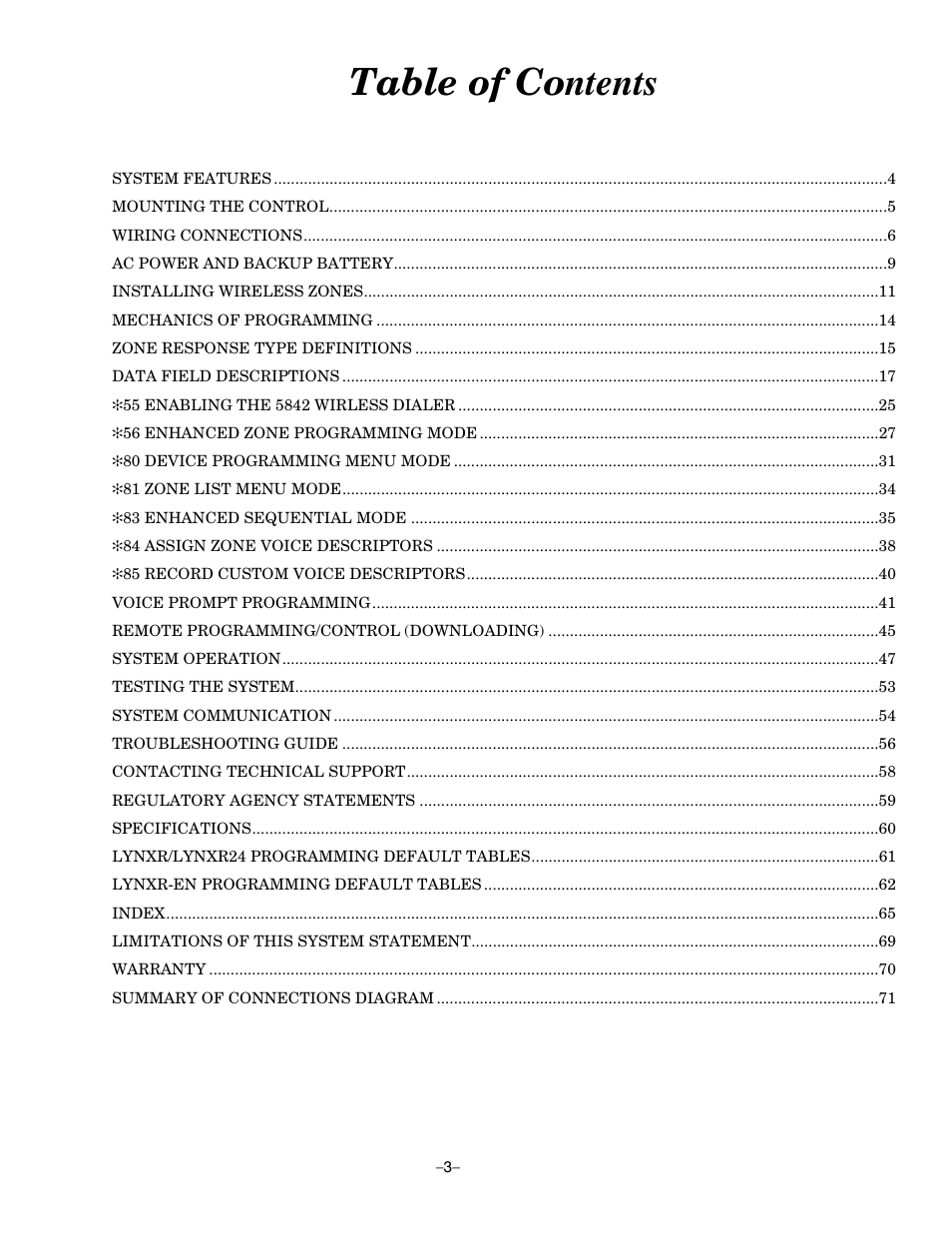 Honeywell ADEMCO LYNXR-EN User Manual | Page 3 / 72