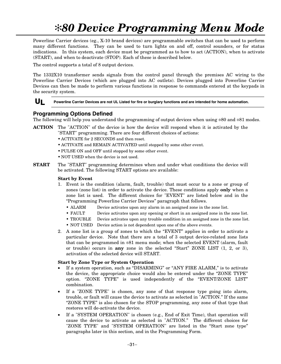 80 device programming menu mode | Honeywell ADEMCO LYNXR-EN User Manual | Page 31 / 72