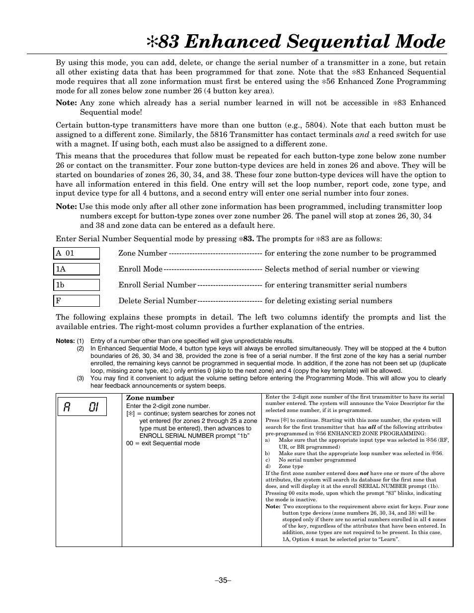 83 enhanced sequential mode | Honeywell ADEMCO LYNXR-EN User Manual | Page 35 / 72