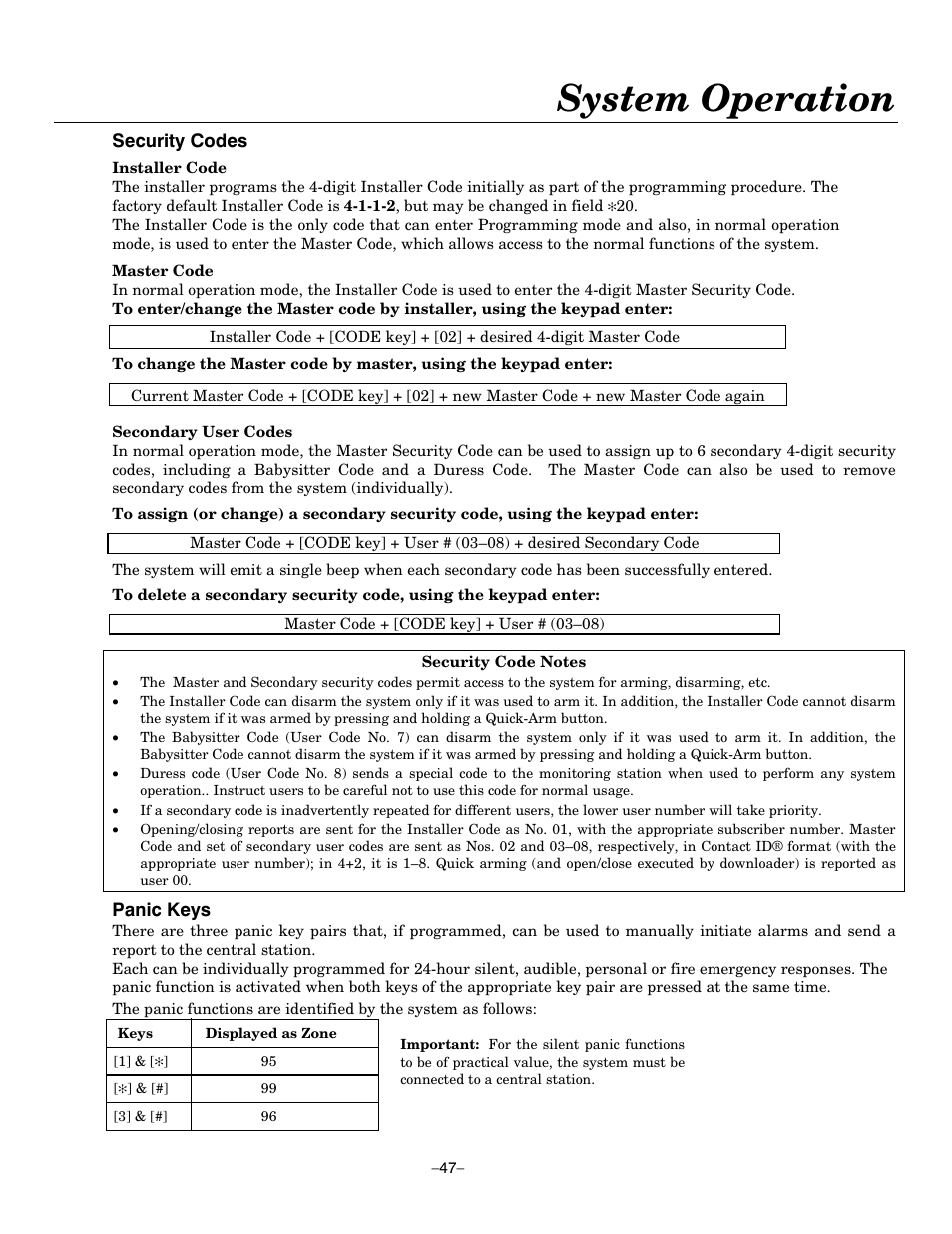 System operation | Honeywell ADEMCO LYNXR-EN User Manual | Page 47 / 72