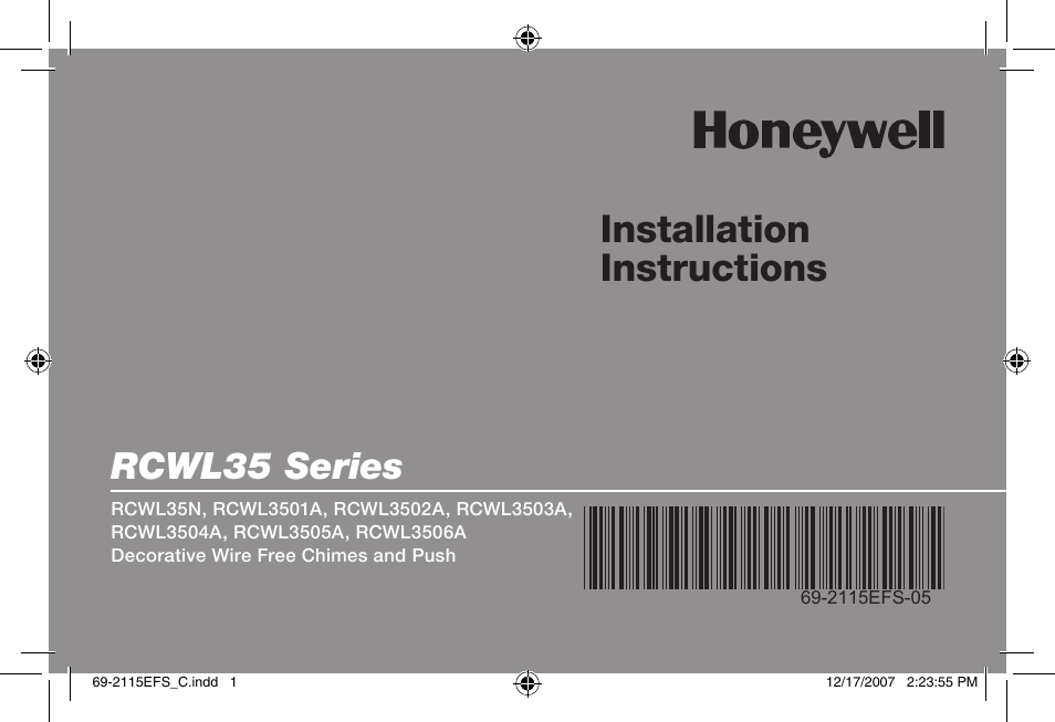 Honeywell RCWL35N User Manual | 48 pages