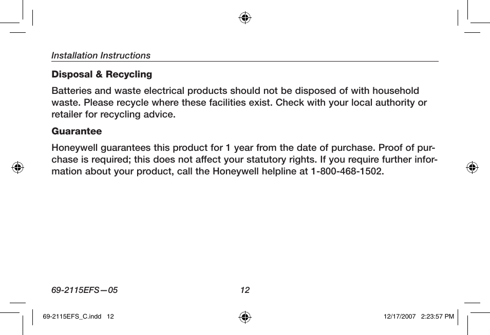Honeywell RCWL35N User Manual | Page 14 / 48