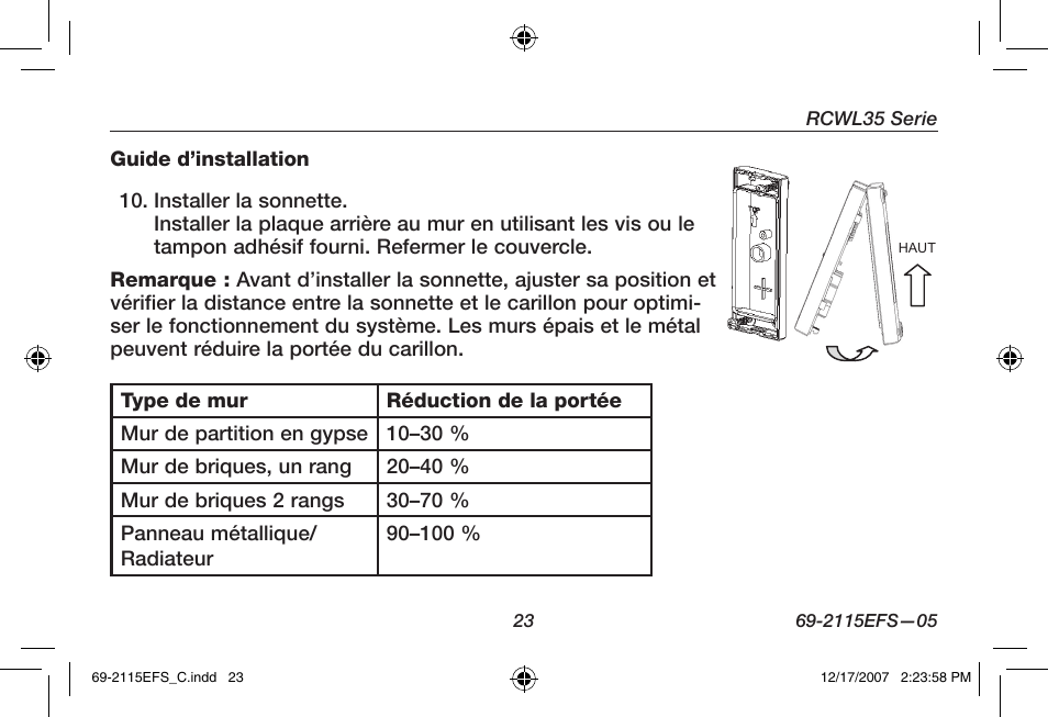 Honeywell RCWL35N User Manual | Page 25 / 48