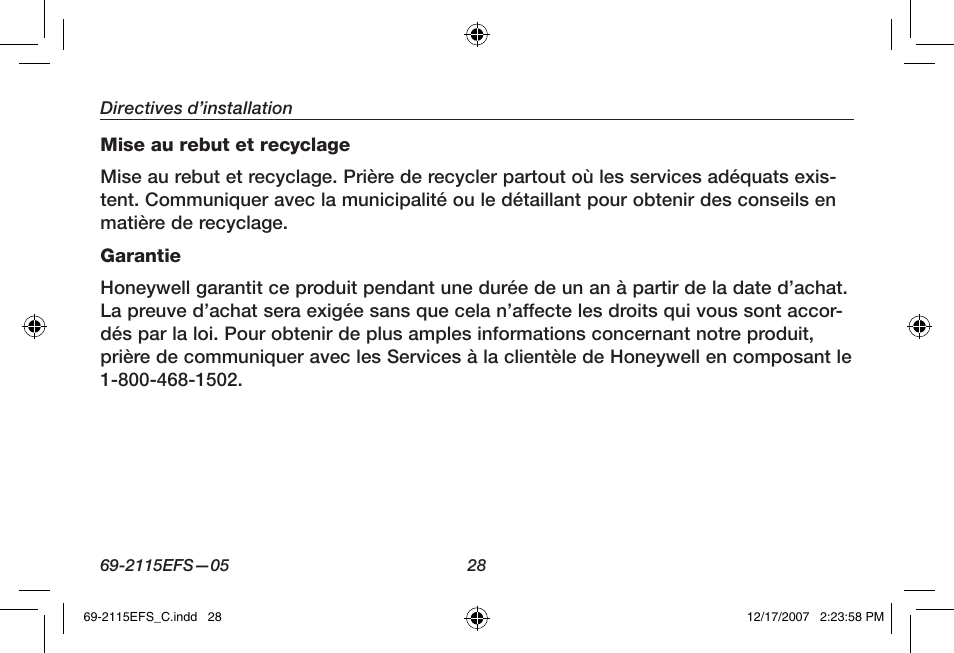 Honeywell RCWL35N User Manual | Page 30 / 48