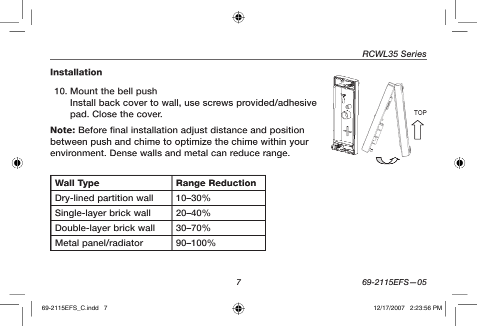 Honeywell RCWL35N User Manual | Page 9 / 48