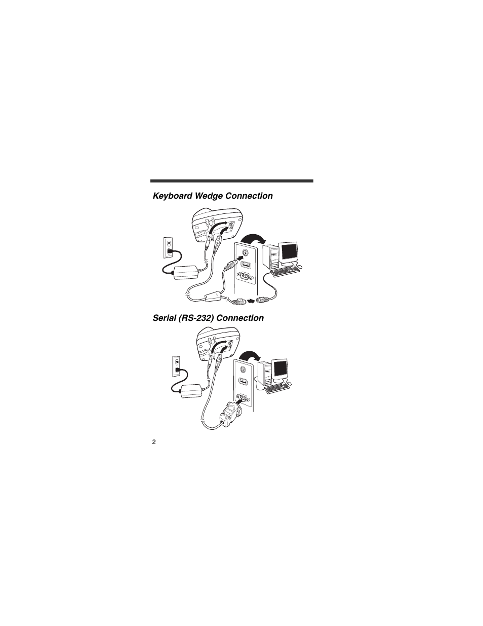 Keyboard wedge connection, Serial (rs-232) connection | Honeywell 4820 User Manual | Page 3 / 22