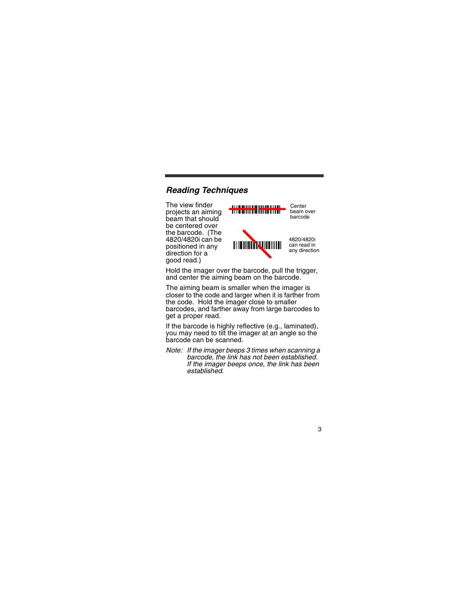 Reading techniques | Honeywell 4820 User Manual | Page 4 / 22