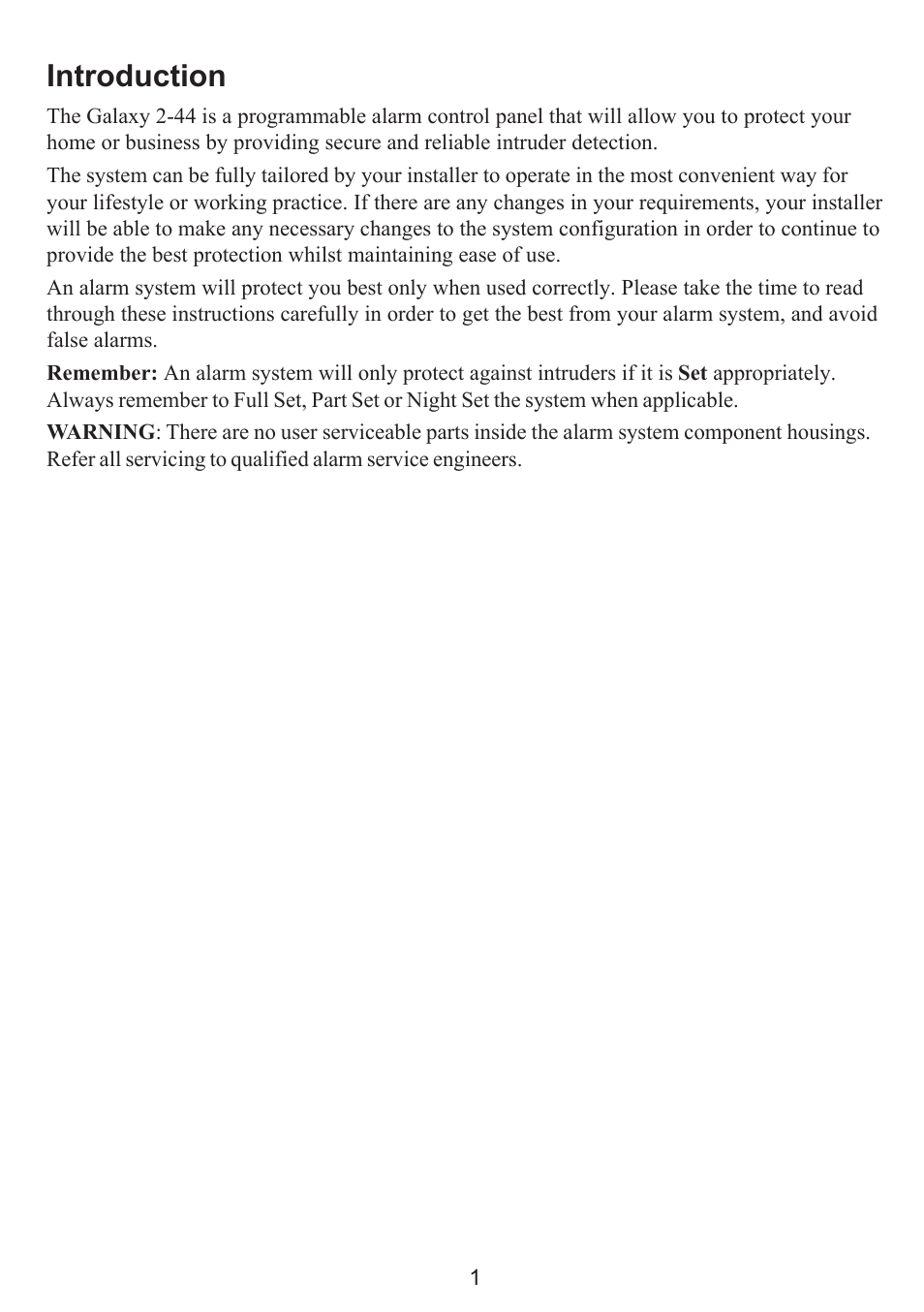 Introduction | Honeywell GALAXY 16103 User Manual | Page 5 / 18