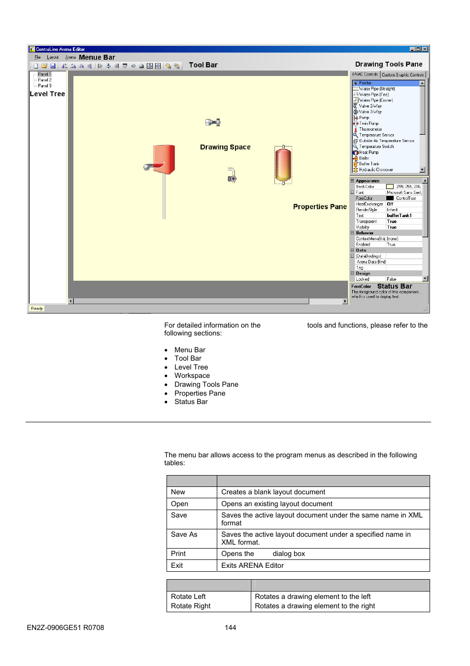 84bworking with charts, Menu bar | Honeywell EN2Z-0906GE51 R0708 User Manual | Page 144 / 160