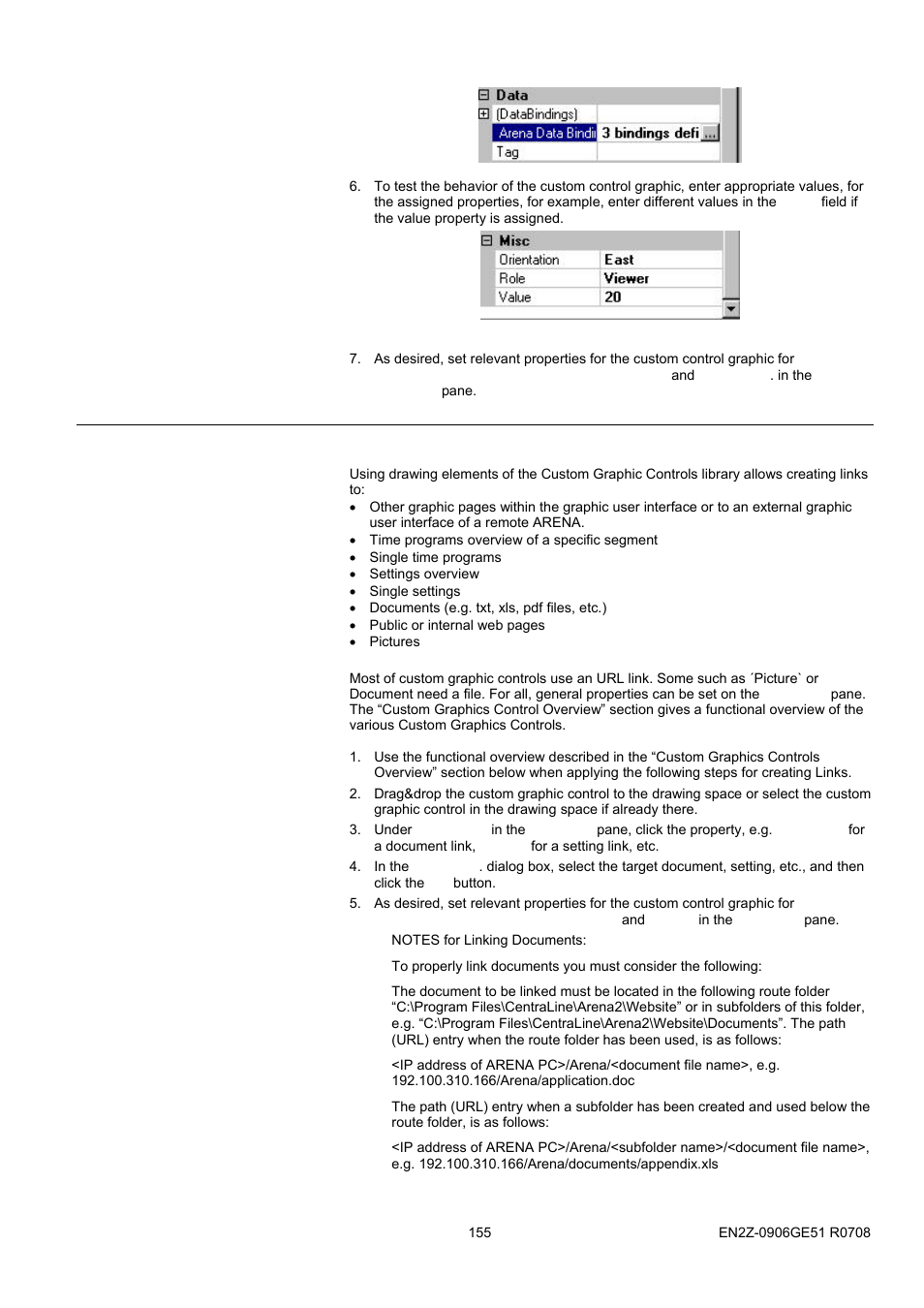 96bcreate new document, Creating links | Honeywell EN2Z-0906GE51 R0708 User Manual | Page 155 / 160