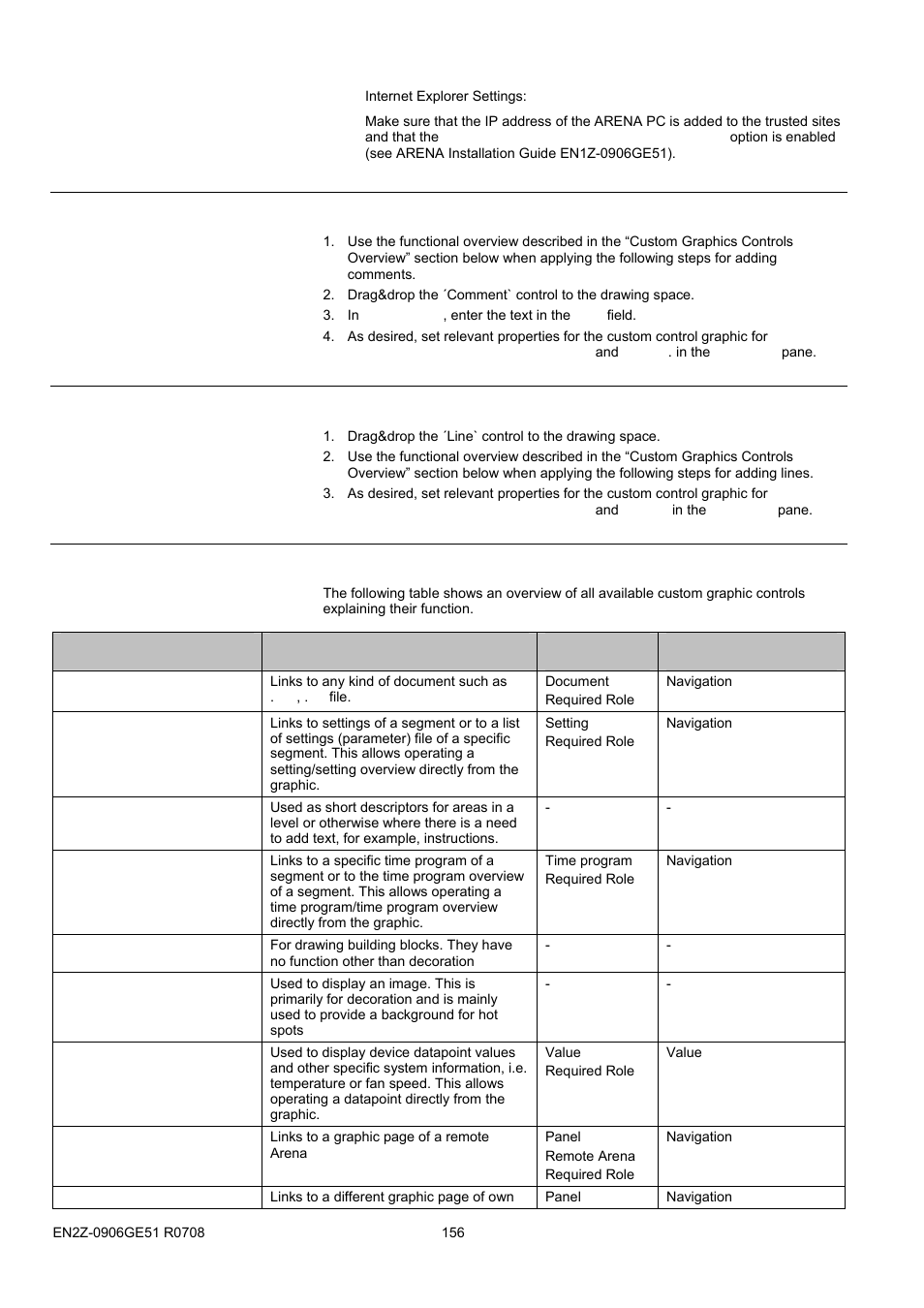 97bimport arena database, 98bcreate graphic, 99bdraw application schematic | 102badd comment, 103badd line, 104bcustom graphics control overview, Add comment, Add line, Custom graphics control overview | Honeywell EN2Z-0906GE51 R0708 User Manual | Page 156 / 160