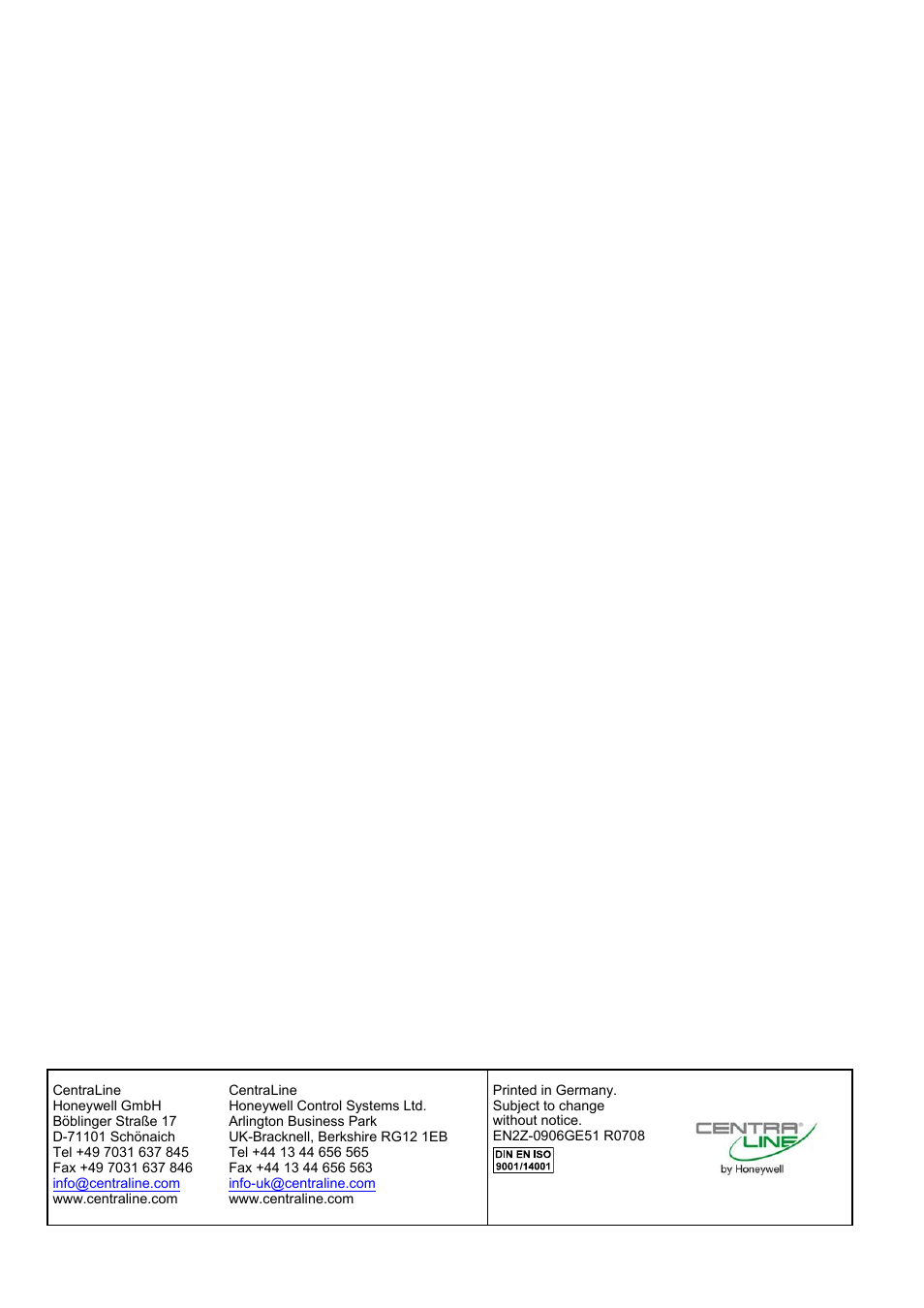 Honeywell EN2Z-0906GE51 R0708 User Manual | Page 160 / 160