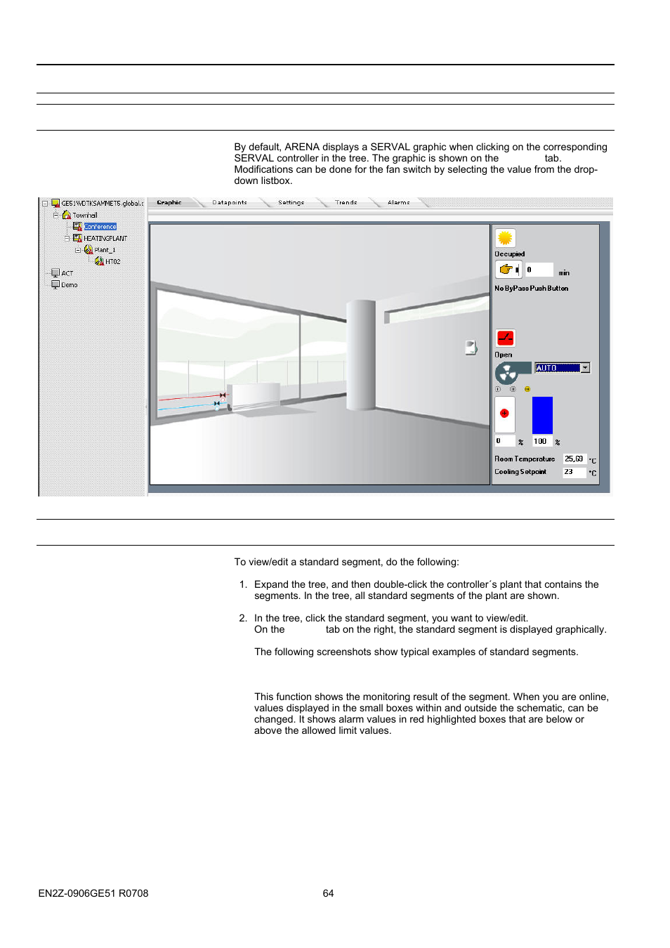 View/edit serval graphics, Graphics, View/edit standard segments | Honeywell EN2Z-0906GE51 R0708 User Manual | Page 64 / 160