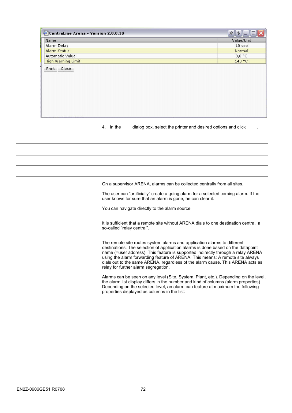 6bdatapoints, 37bshow datapoints list, Alarms | Overview | Honeywell EN2Z-0906GE51 R0708 User Manual | Page 72 / 160