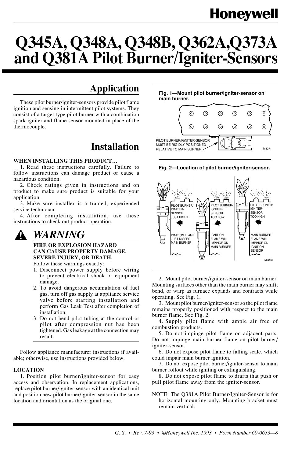 Honeywell Q348A User Manual | 4 pages