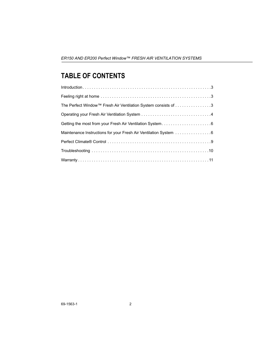Honeywell PERFECT WINDOW ER150C User Manual | Page 2 / 12