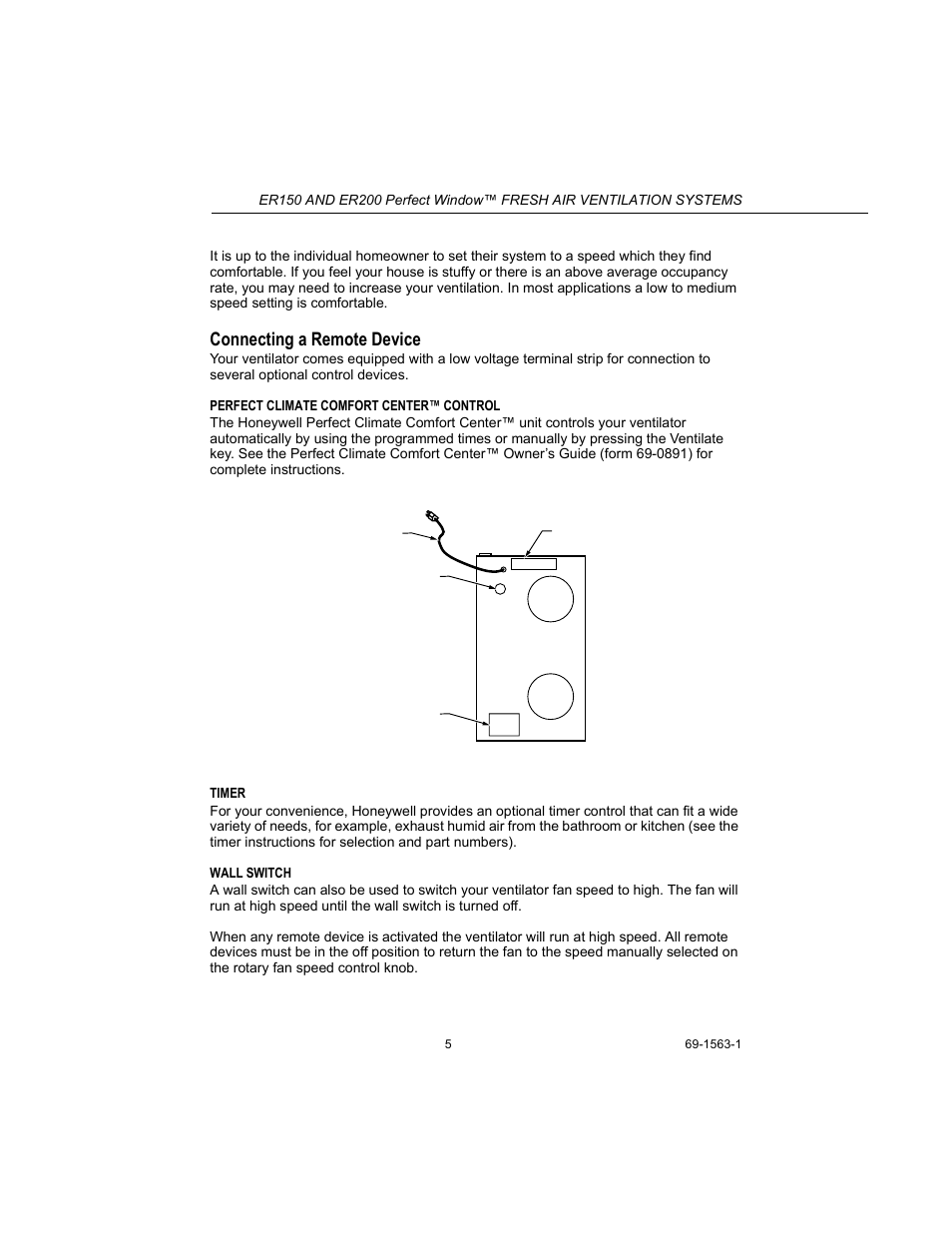 Connecting a remote device | Honeywell PERFECT WINDOW ER150C User Manual | Page 5 / 12