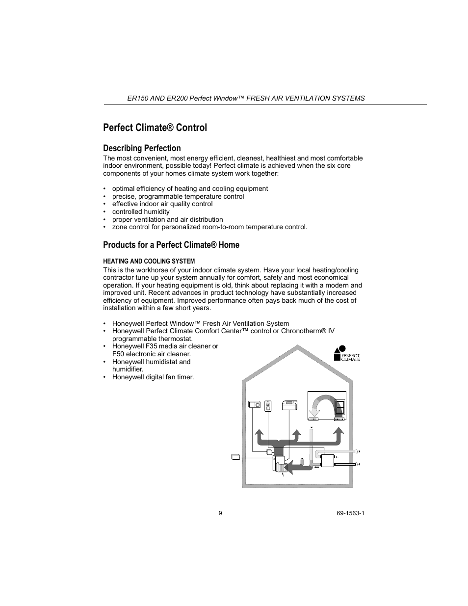 Perfect climate® control, Describing perfection, Products for a perfect climate® home | Honeywell PERFECT WINDOW ER150C User Manual | Page 9 / 12