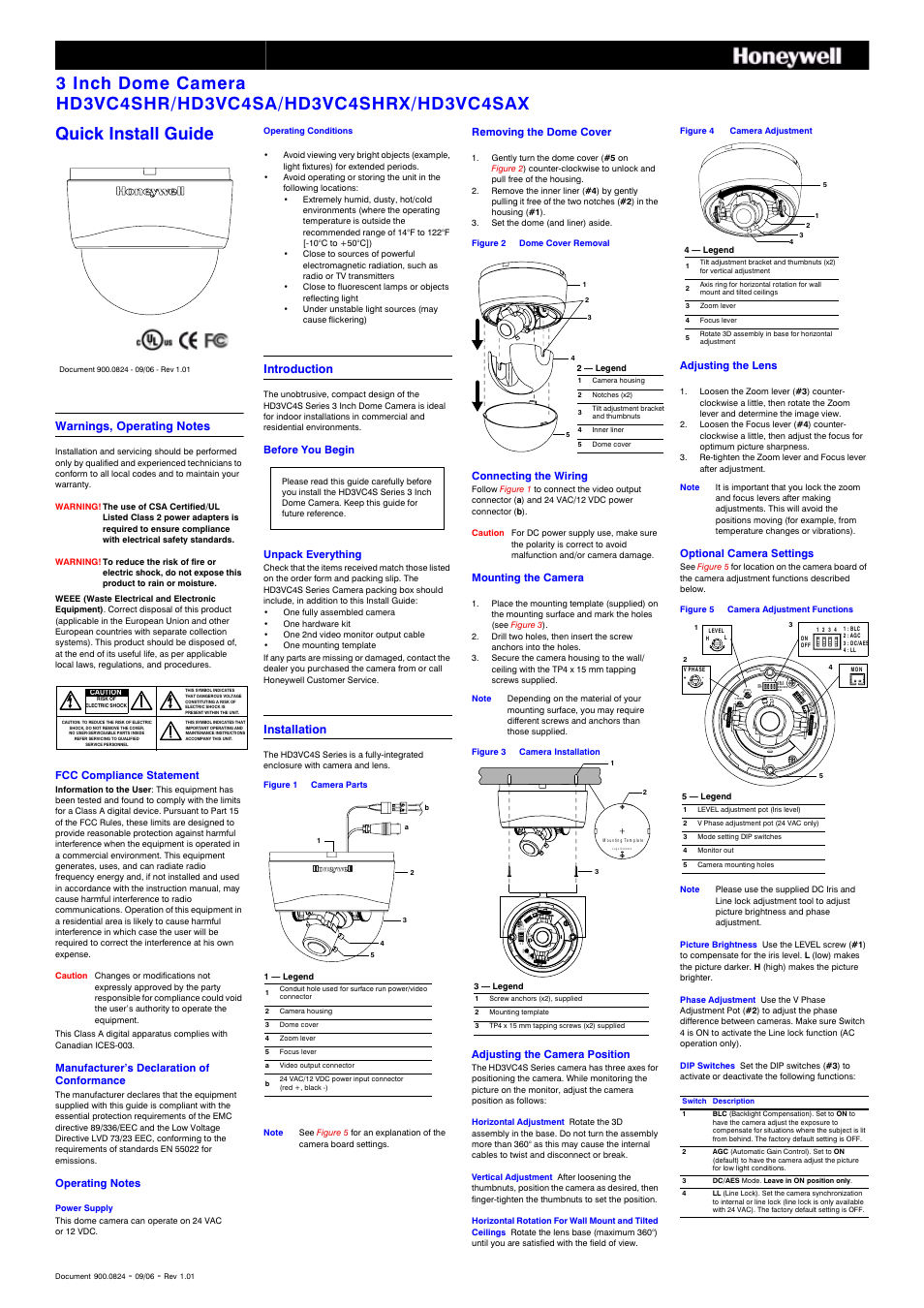 Honeywell HD3VC4SAX User Manual | 2 pages