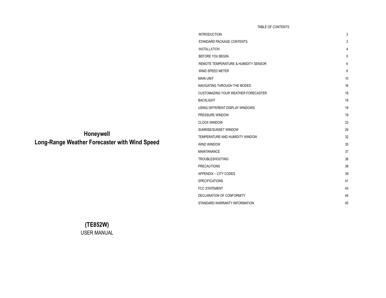 Honeywell TS815 User Manual | 23 pages