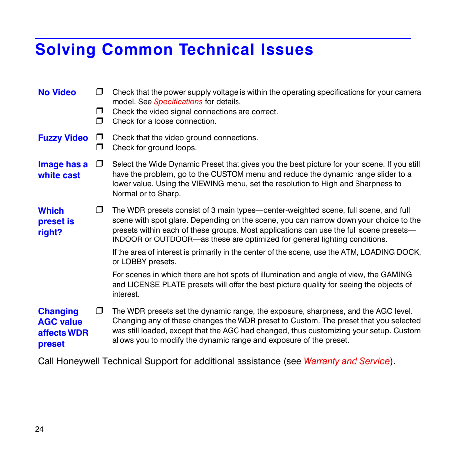 Solving common technical issues | Honeywell HD4UX User Manual | Page 24 / 32