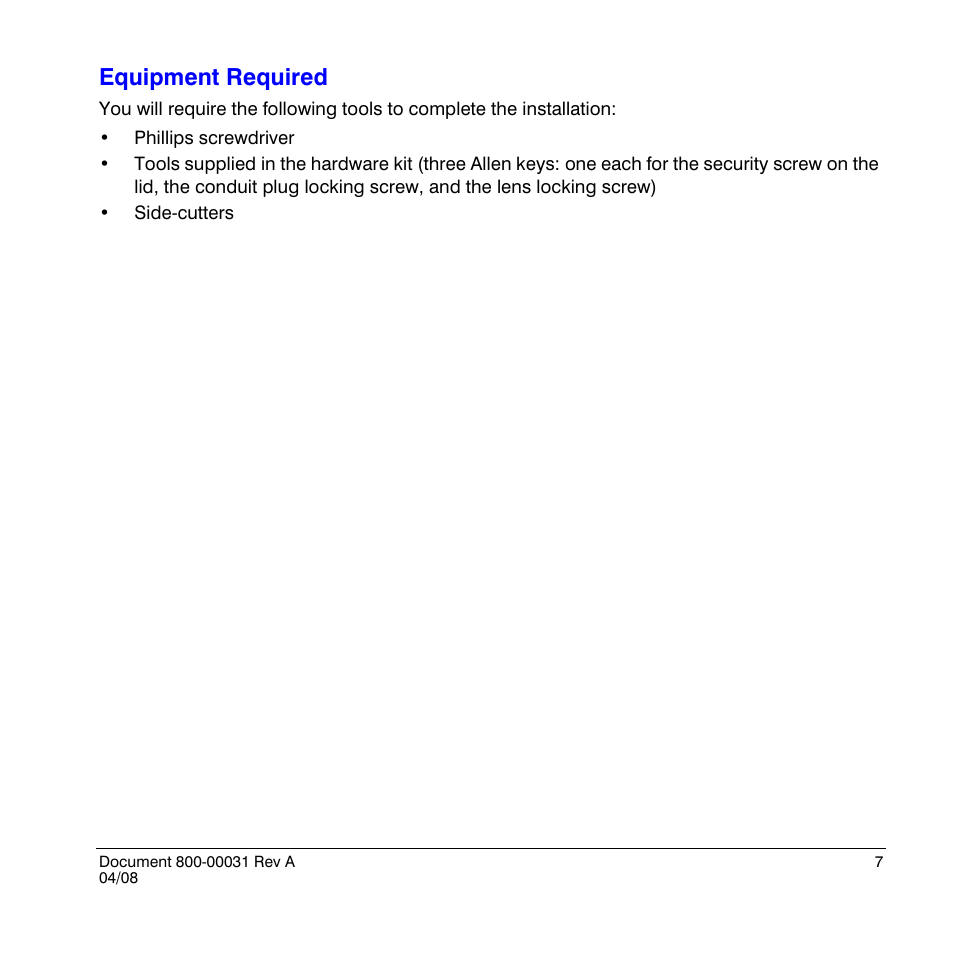 Equipment required | Honeywell HD4UX User Manual | Page 7 / 32