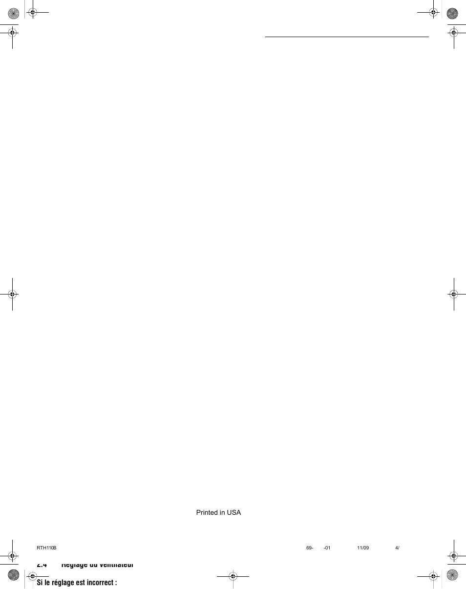 Menu de configuration | Honeywell RTH110B User Manual | Page 4 / 4