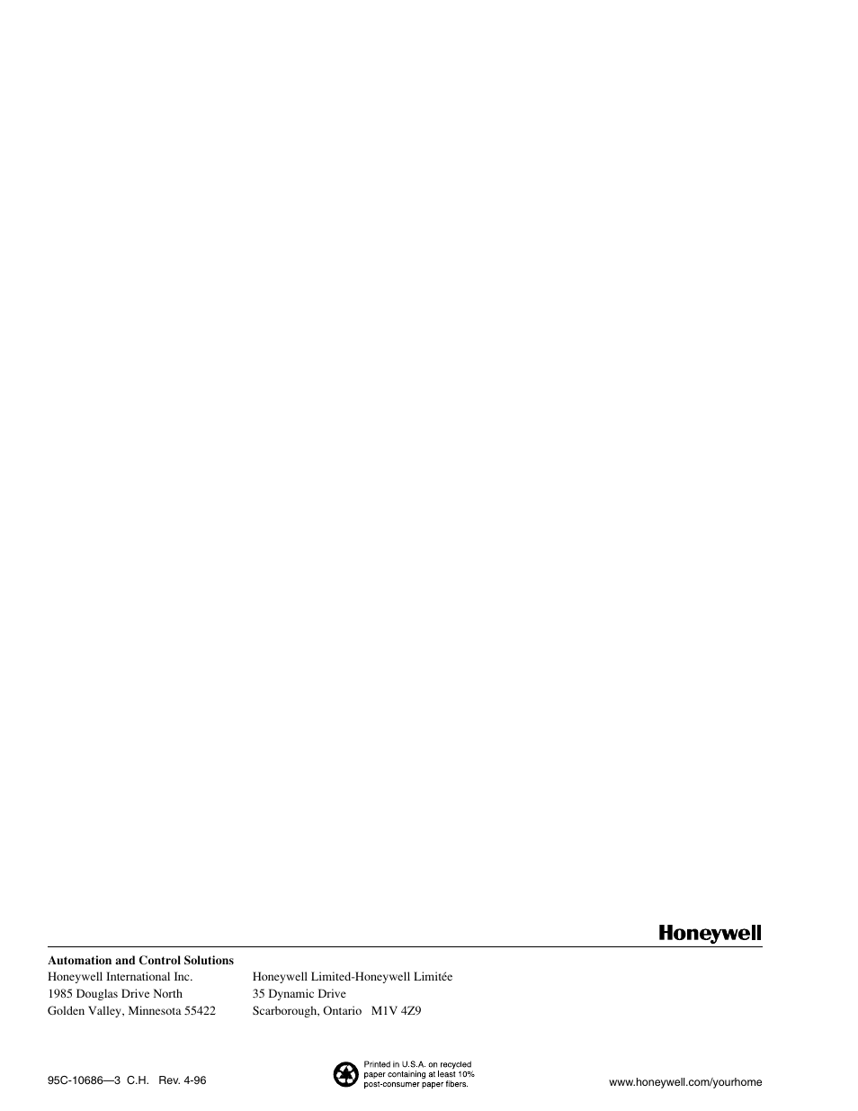 Honeywell T498A User Manual | Page 8 / 8
