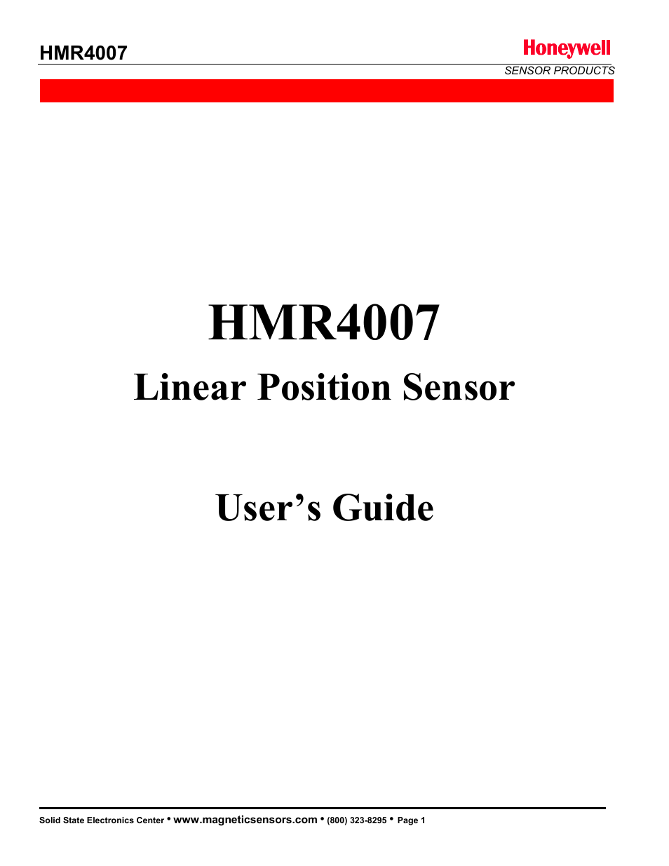 Honeywell HMR4007 User Manual | 8 pages