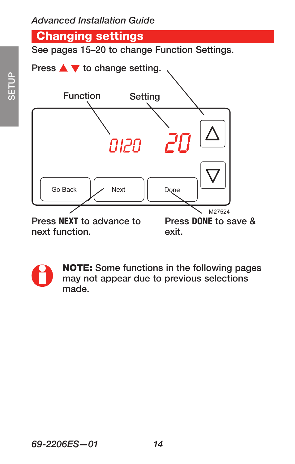 About your new thermostat, Changing settings | Honeywell RTH7600 User Manual | Page 16 / 60