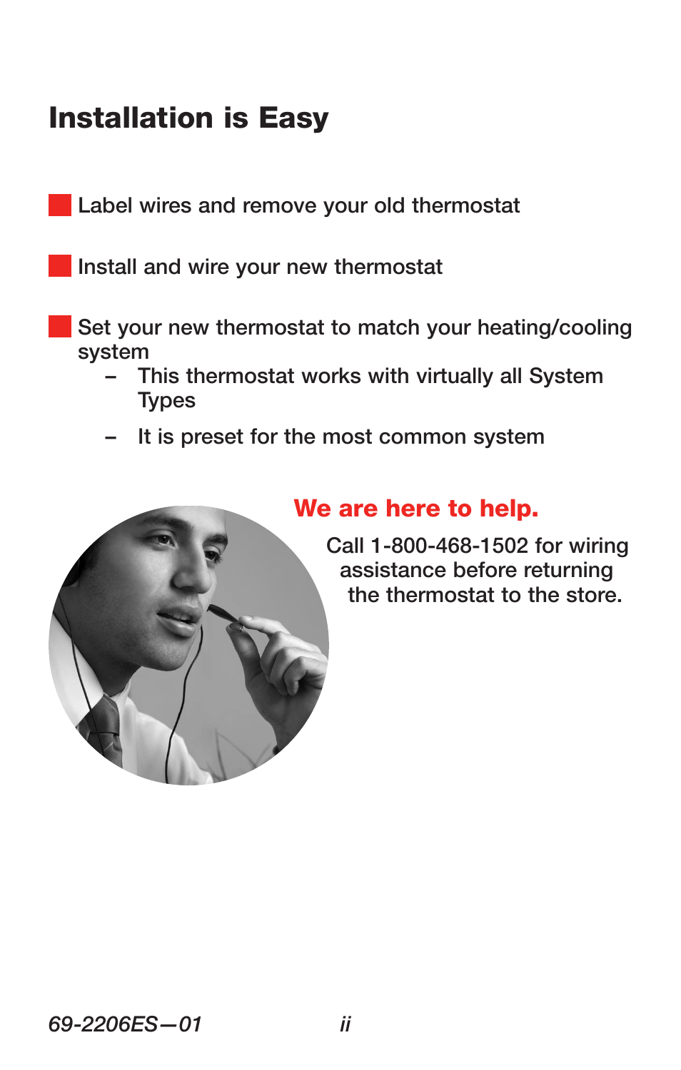 Installation is easy | Honeywell RTH7600 User Manual | Page 2 / 60