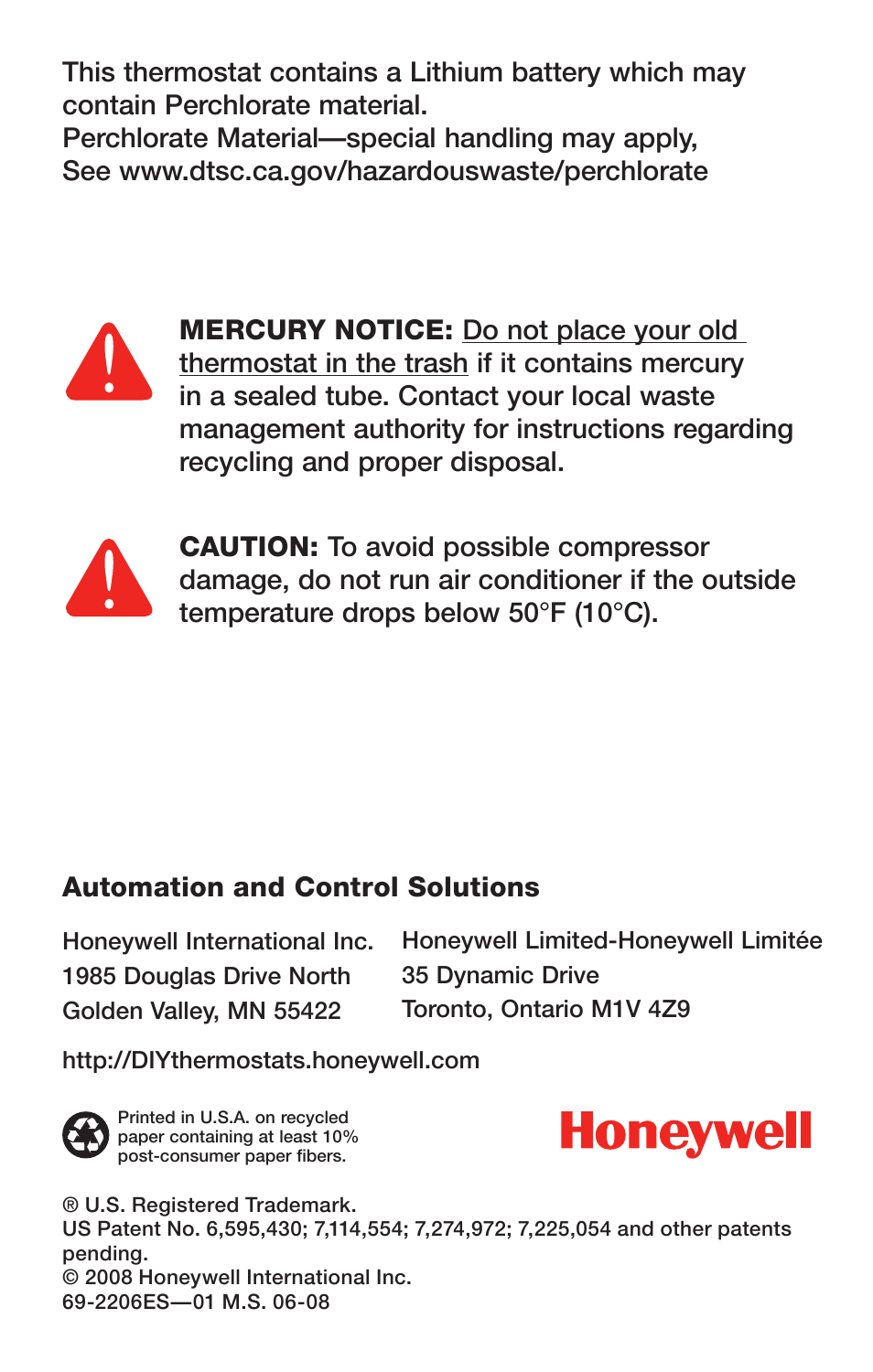 Automation and control solutions | Honeywell RTH7600 User Manual | Page 30 / 60